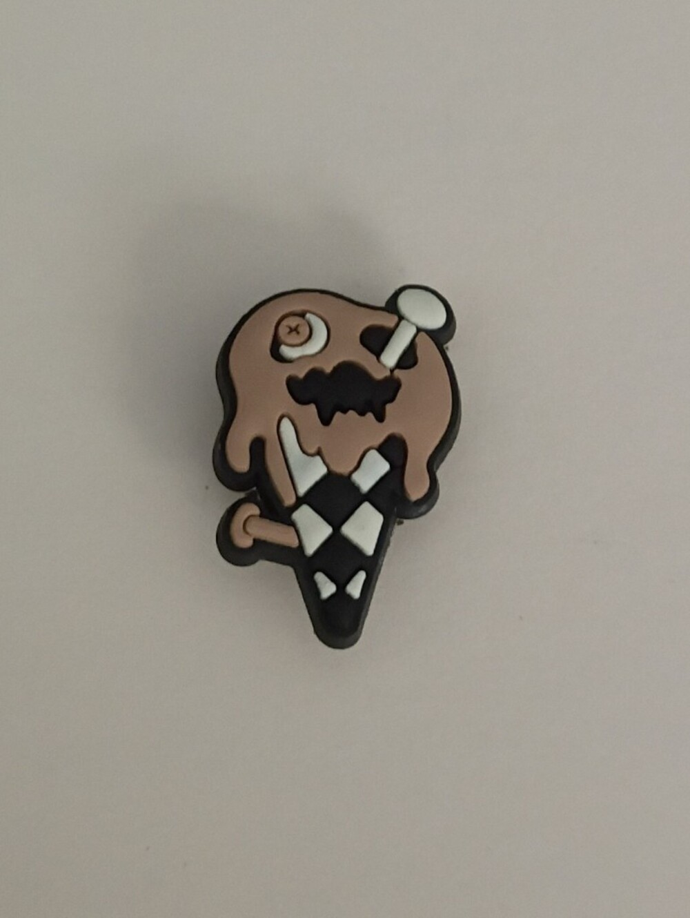 10 for $10 Jibbitz Croc Charm - Spooky Face Ice Cream Black Checkered Cone